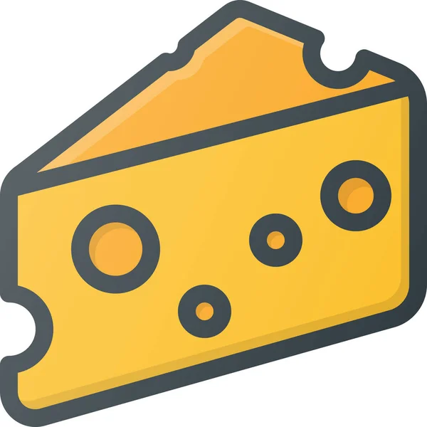 Τυρί Τρώνε Εικονίδιο Τροφίμων Γεμιστό Περίγραμμα Στυλ — Διανυσματικό Αρχείο