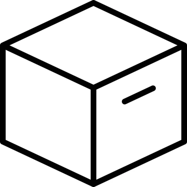 Ikon Kubus Kotak Kardus Dalam Gaya Outline - Stok Vektor