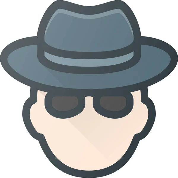 Icono Sombrero Gafas Avatar Estilo Contorno Lleno — Vector de stock