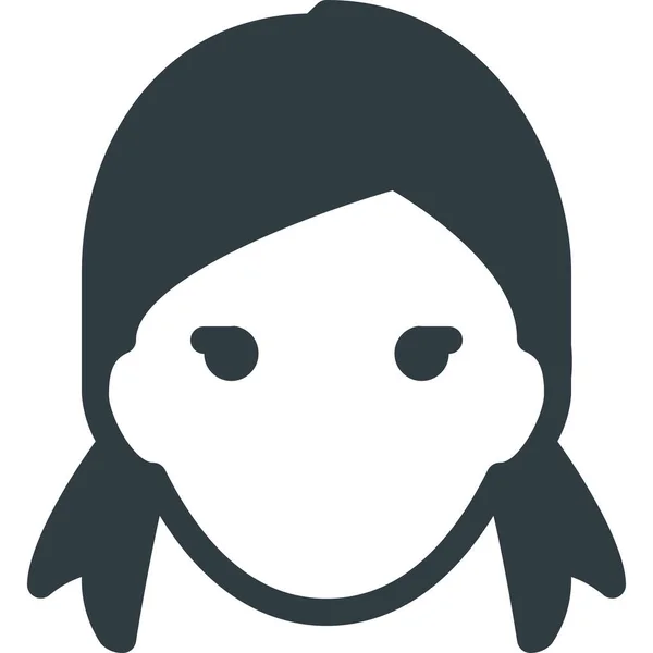 Avatar Icono Cabeza Femenina Estilo Sólido — Vector de stock