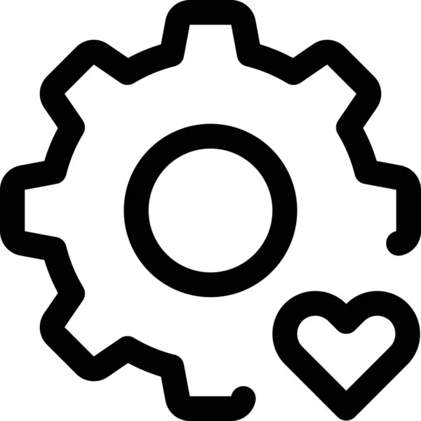 Cog Coeur Amour Icône — Image vectorielle