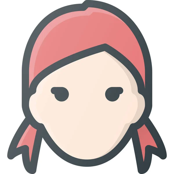 Аватар Женская Голова Значок Стиле Заполненный Контур — стоковый вектор