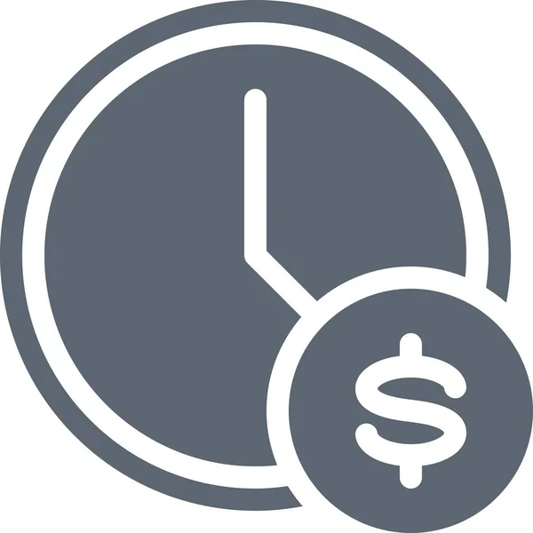 Money Time Business Icon Solid Style — Stock Vector