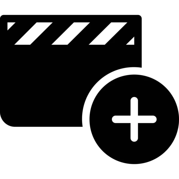 Añadir Icono Película Clip Categoría Cine Vídeo — Vector de stock