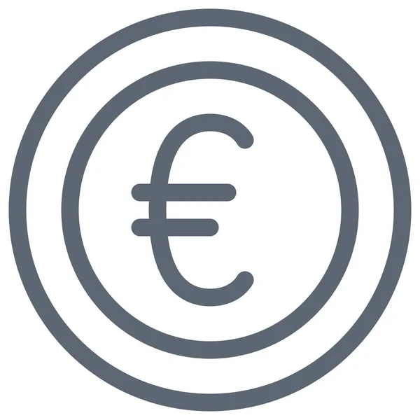 Moneda Euro Icono Dinero Estilo Esquema — Vector de stock