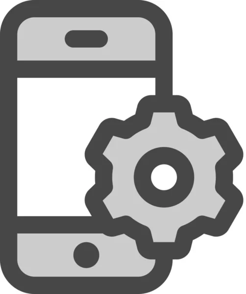Réglages Engrenage Icône Mobile Dans Style Contour Rempli — Image vectorielle
