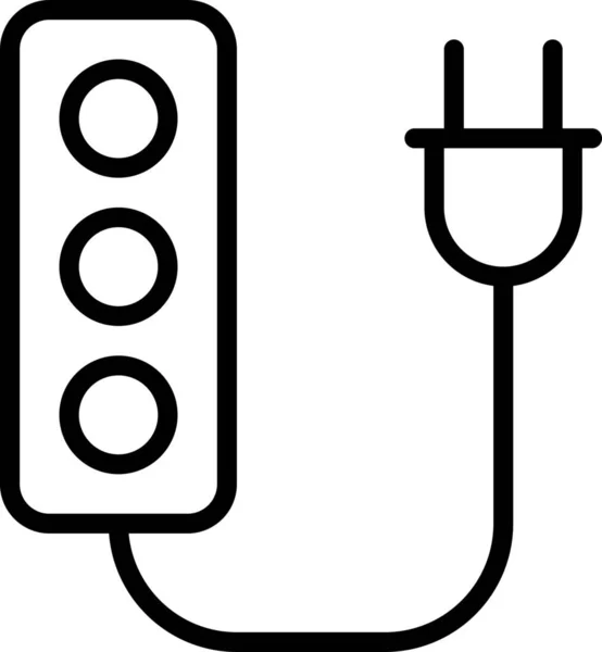 Icono Extensión Electricidad Cable Estilo Esquema — Archivo Imágenes Vectoriales