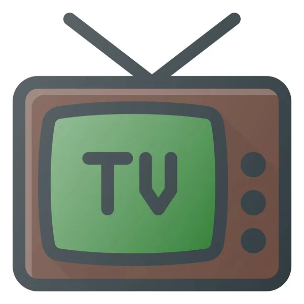 Antena Retro Televisie Icoon Gevulde Omtrek Stijl — Stockvector