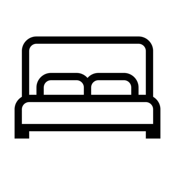 Διπλό Κρεβάτι Ξενοδοχείο Εικονίδιο Στυλ Περίγραμμα — Διανυσματικό Αρχείο