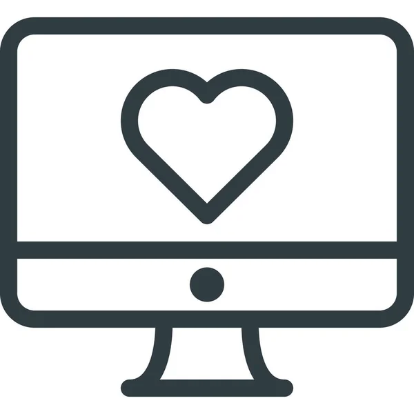 Icono Mensaje Amor Computadora Estilo Esquema — Archivo Imágenes Vectoriales