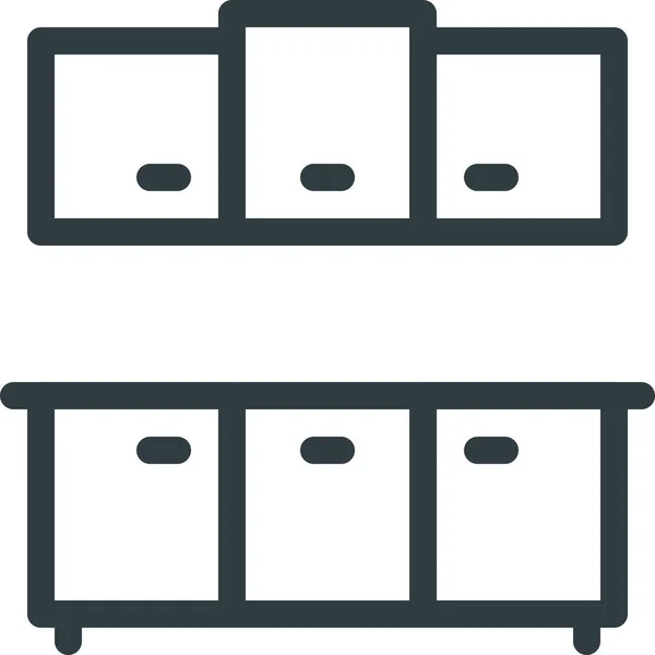 Gabinetes Icono Muebles Mostrador Estilo Esquema — Vector de stock