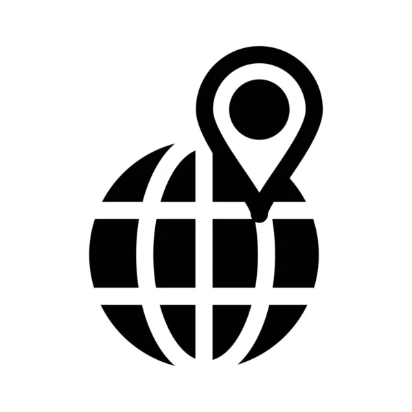 Géo Emplacement Globe Icône Localisation Dans Style Solide — Image vectorielle