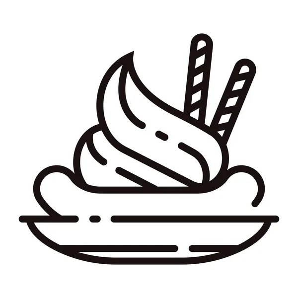 Plátano Postre Fruta Icono Estilo Esquema — Vector de stock