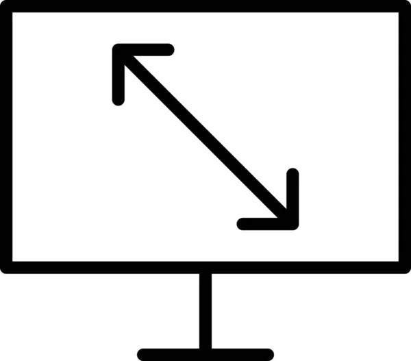 Ikona Obrazovky Počítačových Rozměrů Stylu Osnovy — Stockový vektor