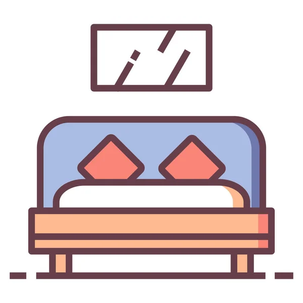Κρεβάτι Υπνοδωμάτιο Έπιπλο Εικονίδιο Στυλ Γεμισμένο Περίγραμμα — Διανυσματικό Αρχείο