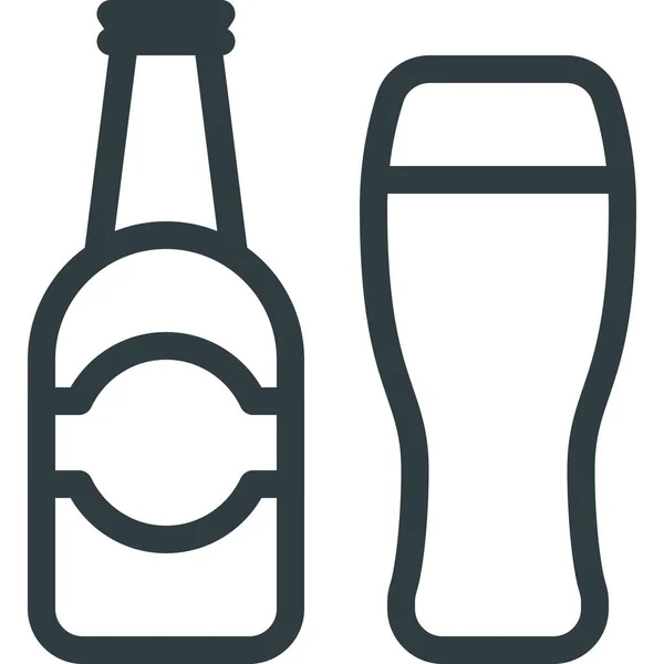酒精啤酒饮料图标的轮廓风格 — 图库矢量图片