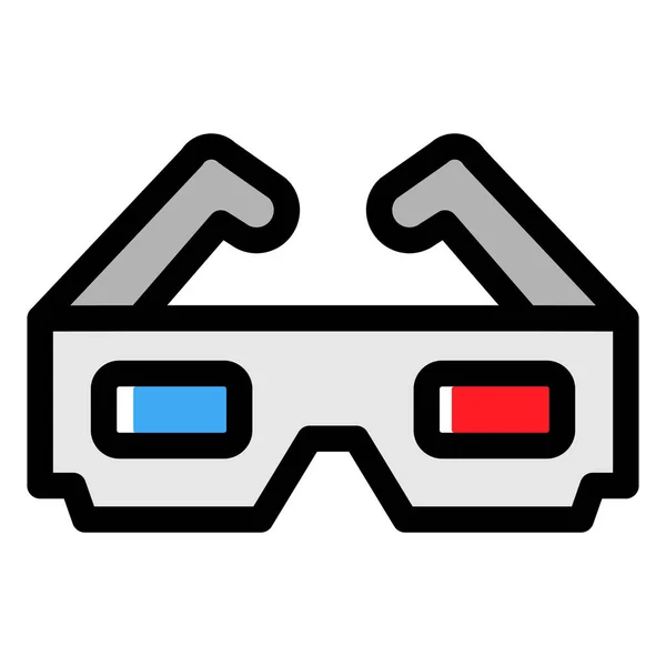 Icono Gafas Cine Anaglifo Estilo Contorno Lleno — Archivo Imágenes Vectoriales