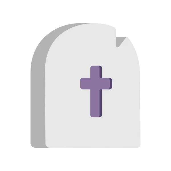 Cementerio Muerte Tumba Icono Estilo Plano — Vector de stock