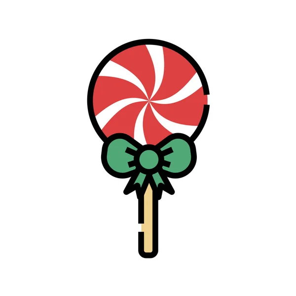 Snoep Kerst Lolly Pictogram Gevulde Omtrek Stijl — Stockvector