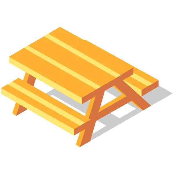 Bench Isometric Outdoor Icon Isometric Style — Stock Vector