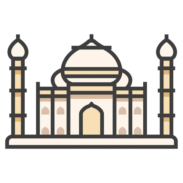 Agra India Monument Icon Filled Outline Style — Image vectorielle
