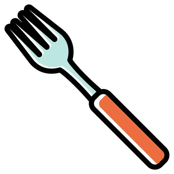 Cubiertos Tenedor Comedor Icono Estilo Contorno Lleno — Vector de stock