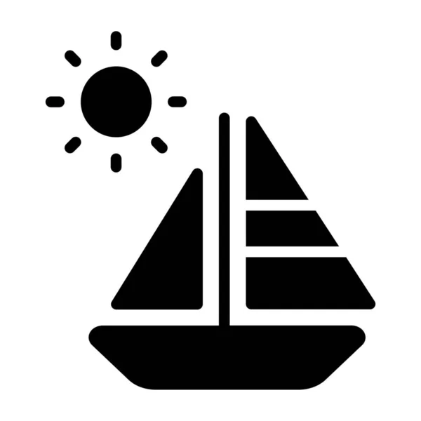 Barco Velero Icono Vela Estilo Sólido — Vector de stock