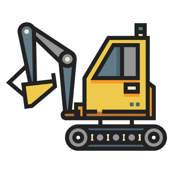 Ícone Escavação Escavador Construção Estilo Esboço Preenchido — Vetor de Stock