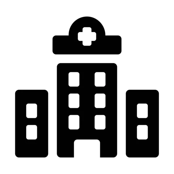 Cityscape Clinic Health Icon Solid Style — Stock Vector