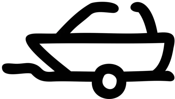 Icono Del Remolque Del Coche Del Barco Vehículos Modos Transporte — Vector de stock