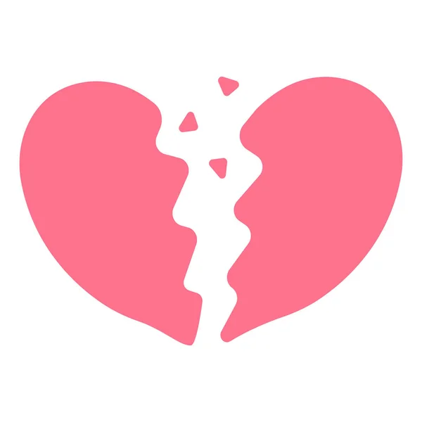 Rupture Coeur Brisé Icône Divorce Dans Style Plat — Image vectorielle