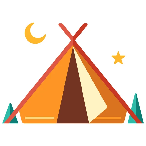 Abenteuer Camp Camping Ikone Flachen Stil — Stockvektor