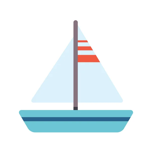 Båt Segelbåt Segelfartyg Ikon Platt Stil — Stock vektor