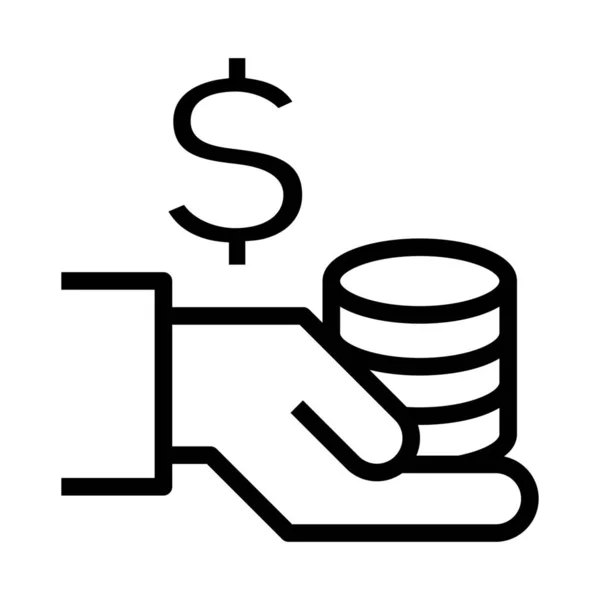 Ikona Peníze Obchodní Mince Stylu Osnovy — Stockový vektor