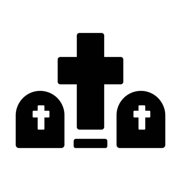ソリッドスタイルの墓地死葬儀アイコン — ストックベクタ