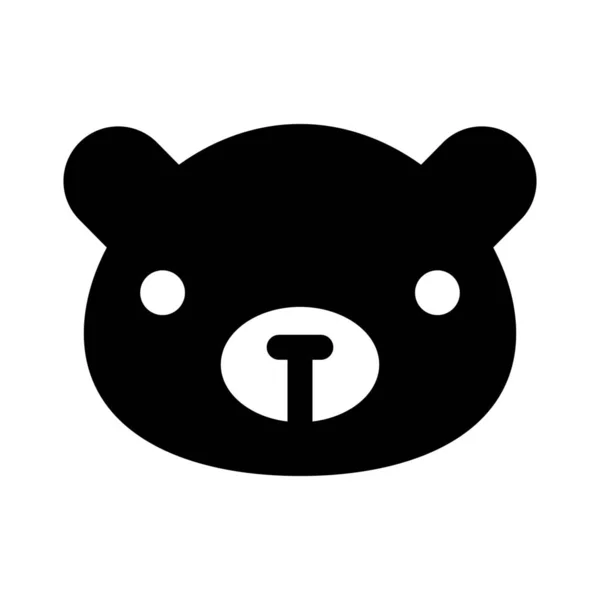 Oso Animal Cara Icono Estilo Sólido — Vector de stock