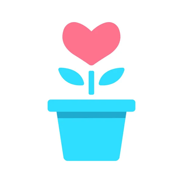 Décoration Fleur Pot Amour Icône Fleur Dans Style Plat — Image vectorielle