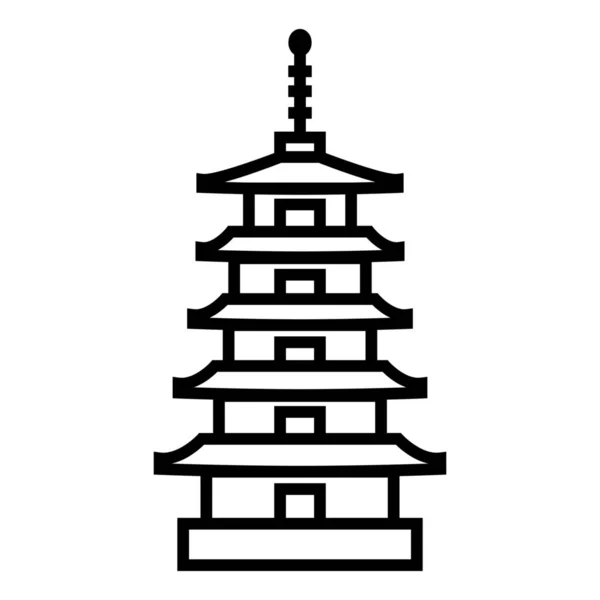 Templo Budista Hito Histórico Icono Pagoda Japonesa Estilo Esquema — Vector de stock