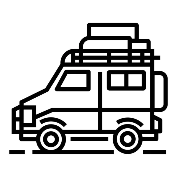 Mobil Bagasi Ikon Pariwisata Dalam Gaya Outline - Stok Vektor