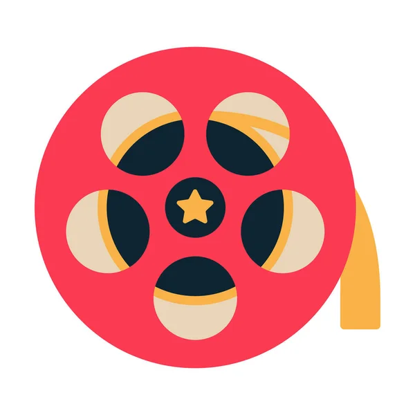 Película Cine Rollo Tira Película Icono Estilo Plano — Vector de stock