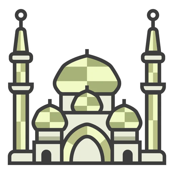 Architecture Building Crystal Mosque Icon Filled Outline Style — Stock Vector