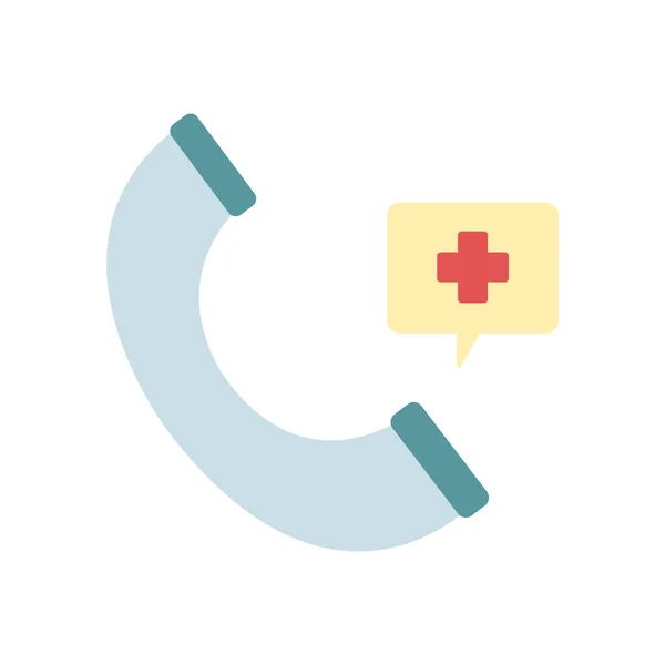 Comunicación Atención Médica Emergencia Médica Llamada Icono Estilo Plano — Vector de stock