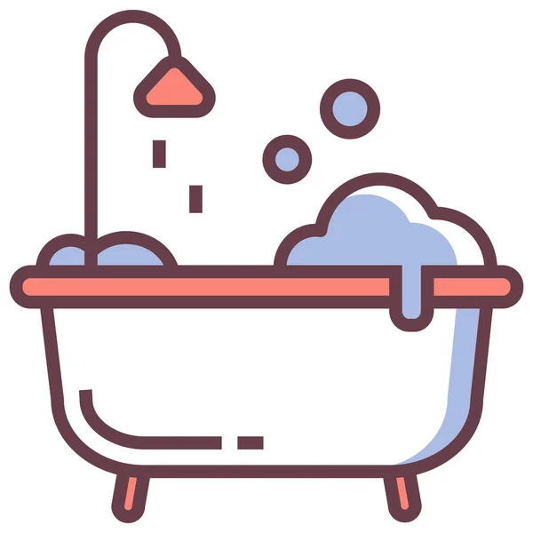 浴室浴缸图标充填轮廓风格 — 图库矢量图片