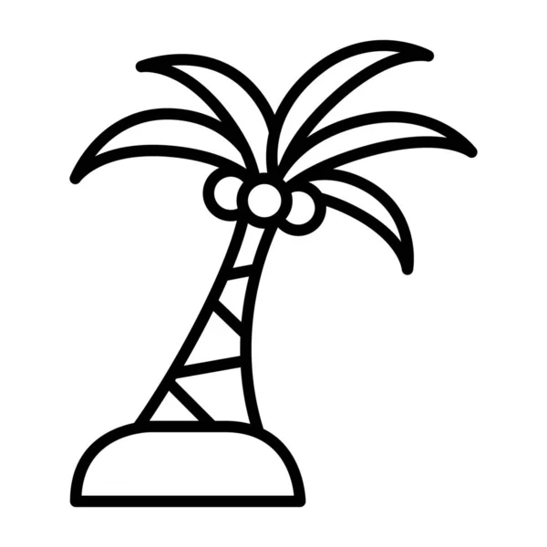 Ikona Zieleni Kokosowej Plaży Stylu Zarys — Wektor stockowy