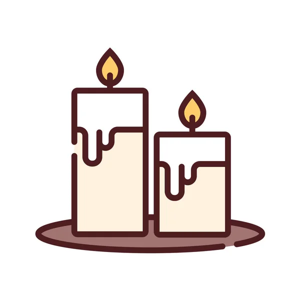 Candles Christmas Fire Icon Filled Outline Style — Stock Vector