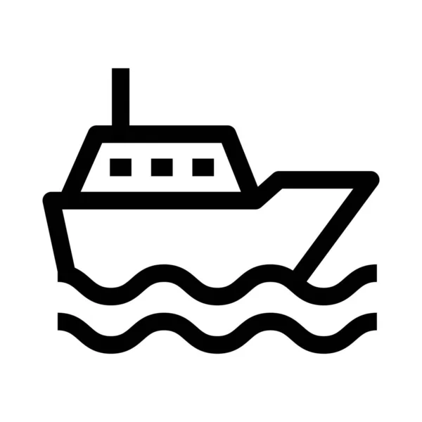 Båt Segelfartyg Ikon Kontur Stil — Stock vektor