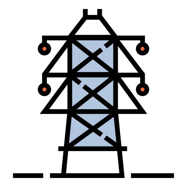 Icona Elettrica Del Palo Elettrico Elettrica Nello Stile Contorno Riempito — Vettoriale Stock