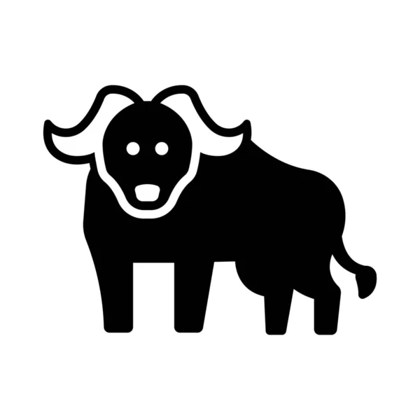 Africa Animal Bison Icon Solid Style —  Vetores de Stock