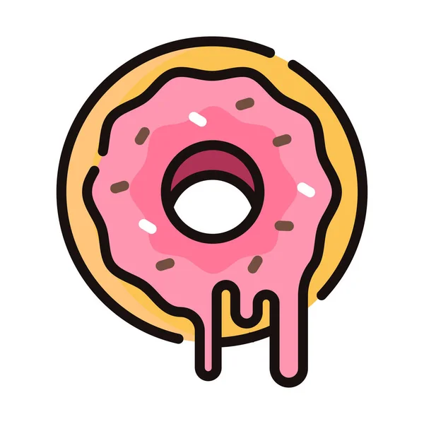 Panadería Postre Donut Icono Estilo Contorno Lleno — Vector de stock