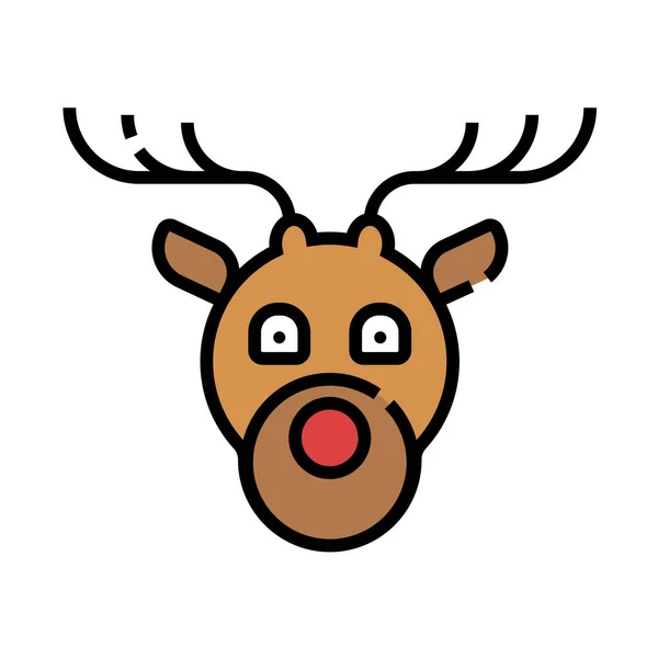 Animal Navidad Ciervo Icono Estilo Contorno Lleno — Vector de stock